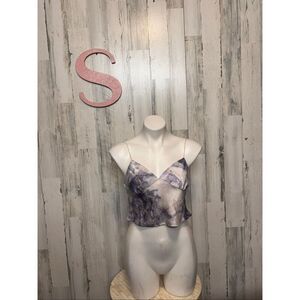 Timing Marble Print Satin Cami Crop Top Size Small